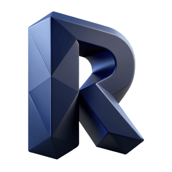 joyful elegant Geometric R with sharp edges. Flat navy blue with Scalable Design. genuine png