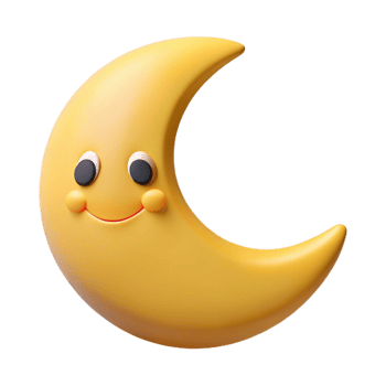 unparalleled modern Smiling crescent moon character with pointed tips. Clean lines, flat color, minimal design with Scalable Design. crisp png