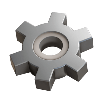 quintessential geometric Isometric gear, flat grey color, crisp edges, symmetrical with Scalable Design. detailed png