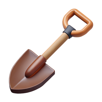 pristine remarkable Scalable isometric shovel, sharp edges, brown with Scalable Design. png