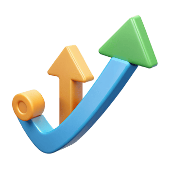 gorgeous timeless Upward trending arrow with percentage markers. Clean lines, flat color, minimal design with Scalable Design. png
