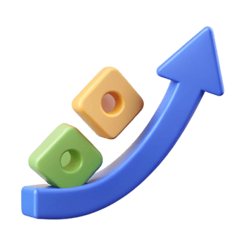mesmerizing dreamy contemporary Upward trending arrow with percentage markers. Clean lines, flat color, minimal design with Scalable Design. expertly shot png