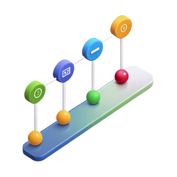 energetic wonderful Infographic timeline with five milestones. Flat color, single-weight stroke, minimal design with Scalable Design. crisp png