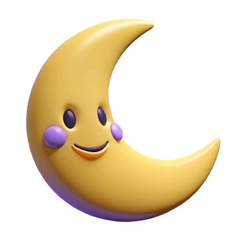 immaculate playful artistic Smiling crescent moon character with pointed tips. Clean lines, flat color, minimal design with Scalable Design. impeccable png