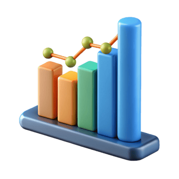 vibrant joyful classic Horizontal bar graph with five data points. Clean lines, crisp edges, minimal design with Scalable Design. precision png