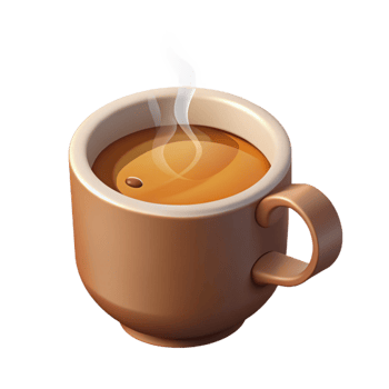 dreamy hypnotic Isometric coffee cup with steam. Flat color, clean lines with Scalable Design. ultra HD png