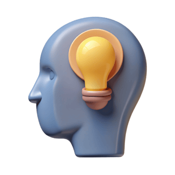 majestic peaceful creative Human head silhouette with a lightbulb inside. Minimal design, flat color, single-weight stroke with Scalable Design. detailed png