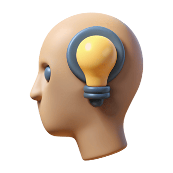 passionate picturesque Human head silhouette with a lightbulb inside. Minimal design, flat color, single-weight stroke with Scalable Design. precision png