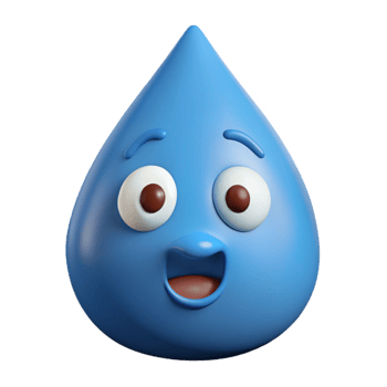 reflective dramatic Upside-down teardrop character with a surprised expression. Flat color, clean lines, single-weight stroke with Scalable Design. high resolution png
