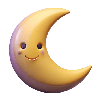 majestic contemporary Smiling crescent moon character. Clean lines, flat color, crisp edges with Scalable Design. original png