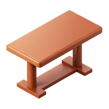 reflective extraordinary Minimal isometric table, single-weight stroke, brown with Scalable Design. sharp png