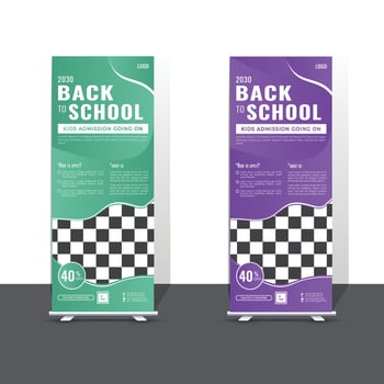 Back to school admission roll up banner vector