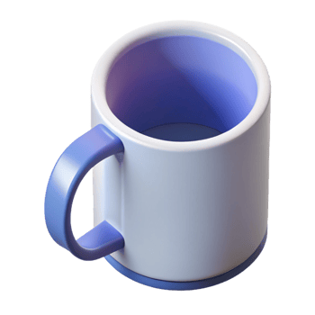 radiant gothic Isometric mug with clean lines, flat white with Scalable Design. crisp png