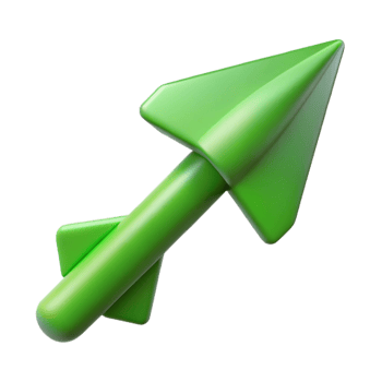 exemplary geometric Single-weight stroke, abstract arrow, symmetrical, clean lines, green with Scalable Design. studio quality png