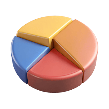 dazzling renaissance Circular pie chart divided into three segments. Minimal design, flat color, single-weight stroke with Scalable Design. perfect clarity png