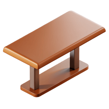 serene inspired Minimal isometric table, single-weight stroke, brown with Scalable Design. png