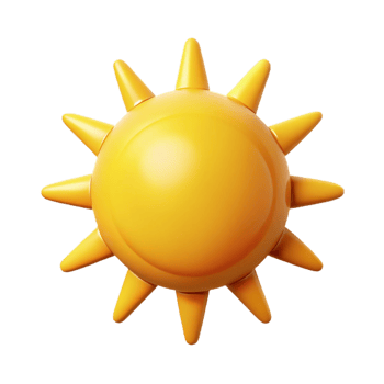 serene tranquil tropical Symmetrical, flat color design of a sun with crisp edges with Scalable Design. premium png