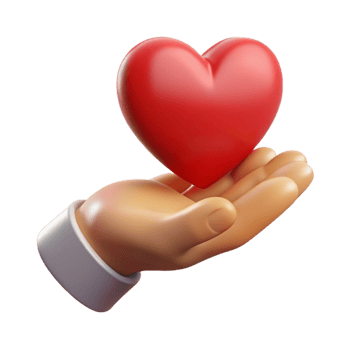 breathtaking iconic Silhouette of a hand holding a heart. Scalable, flat color png