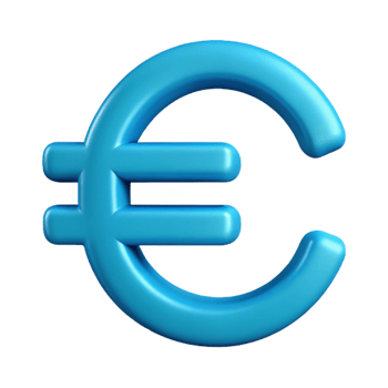 exceptional vintage Clean lines, symmetrical euro symbol. Flat cyan, with Scalable Design. 8K png
