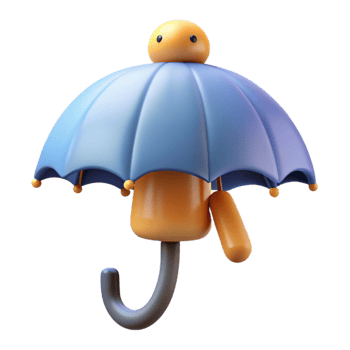 harmonious dramatic Umbrella-shaped character with a handle. Scalable, clean lines, minimal design with Scalable Design. precision png