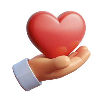 harmonious alluring Silhouette of a hand holding a heart. Flat color, single-weight stroke with Scalable Design. studio quality png