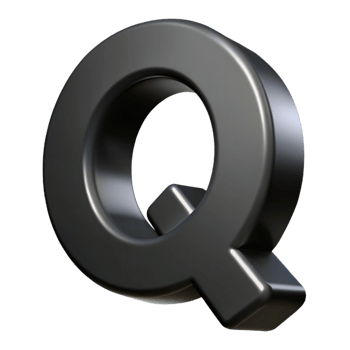 beautiful notable Clean lines Q in flat black. Crisp edges, with Scalable Design. png