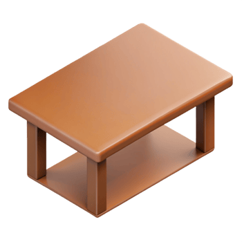 striking joyful industrial Minimal isometric table, single-weight stroke, brown with Scalable Design. luxury png