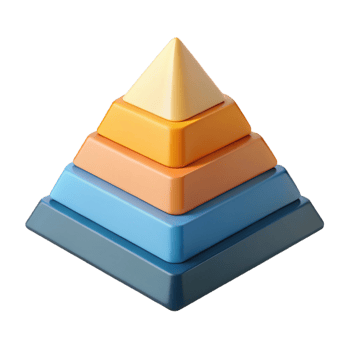 wonderful classic Pyramid chart with four levels. Flat color, single-weight stroke, minimal design with Scalable Design. fine detail png