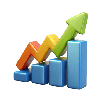 calm spectacular Upward trending arrow chart with three data points. Clean lines, single-weight stroke with Scalable Design. authentic png