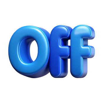 inspired surreal Crisp edges, flat blue OFF . Clean lines, minimal design with Scalable Design. luxury png