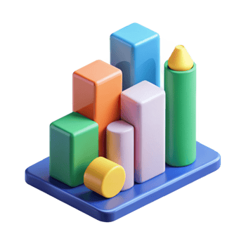 radiant inspired Stacked bar graph, geometric shapes, flat color. Clean lines, with Scalable Design. png