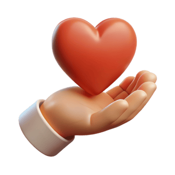 fascinating mid-century Silhouette of a hand holding a heart. Scalable, flat color 8K png