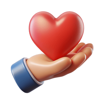 sumptuous surreal Silhouette of a hand holding a heart. Scalable, flat color ultra HD png