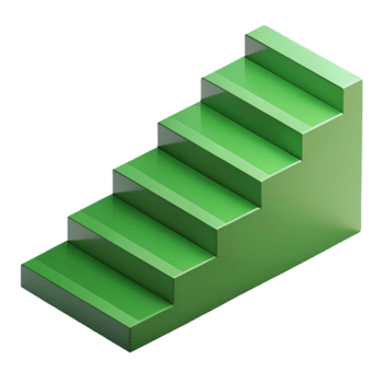 elegant timeless Scalable isometric staircase with single-weight stroke, green with Scalable Design. png