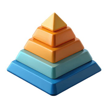 joyful fascinating Pyramid chart with hierarchical levels. Crisp edges, flat color, geometric with Scalable Design. precision png