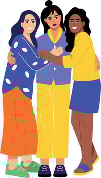 A flat style illustration of women showing sisterhood vector
