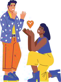 A flat style illustration of a woman proposing her husband vector