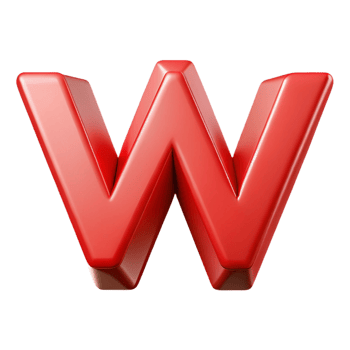 stunning energetic victorian Symmetrical W in flat ruby red. Crisp edges with Scalable Design. 8K png