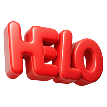 elegant surreal Bold, sans-serif HELLO with sharp edges and flat red color with Scalable Design. artisan png