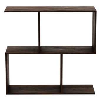 Render dark wood double shelf modern with transparent background png