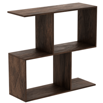 3d render dark wood double shelf modern with transparent background png