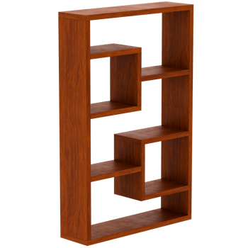 3d render modern wooden bookshelf geometric with transparent background png