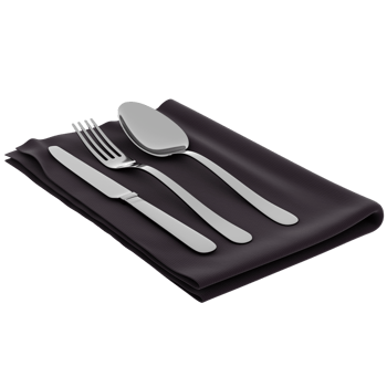 Render cutlery fork knife spoon with transparent background png