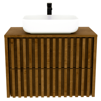 Render bathroom cabinet wooden sink with transparent background png