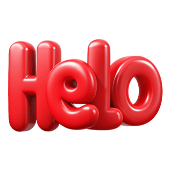 exquisite bold modern Bold, sans-serif HELLO in flat red. Clean lines, crisp edges with Scalable Design. expertly shot png