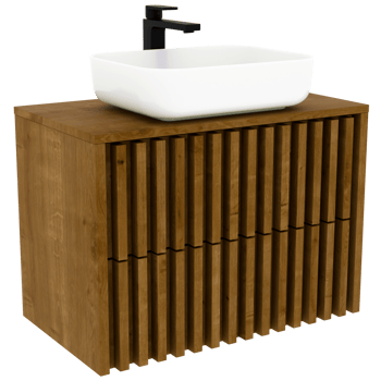 3d render bathroom cabinet wooden sink with transparent background png