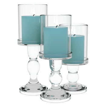 3d render glass candle holders blue candles with transparent background png