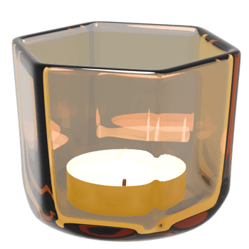 3d render glass candle holder light with transparent background png
