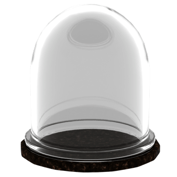 3d render glass dome dark wood base with transparent background png