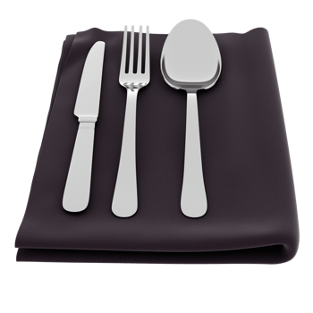 3d render cutlery fork knife spoon with transparent background png